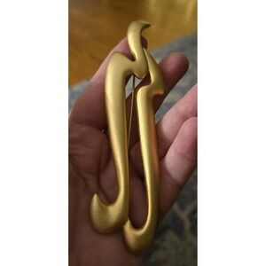 Mancuso Sherman Abstract Brooch Vintage Goldtone 5 In